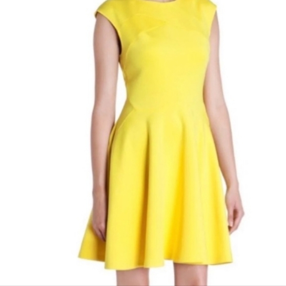 Ted Baker London Sew In Love Neon Yellow Dress 💛 Size 1 - Picture 2 of 14